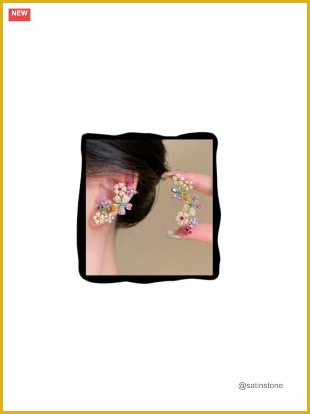 Crystal Floral Ear Cuffs Multicolor Fairy Ear Crawler for One Hole